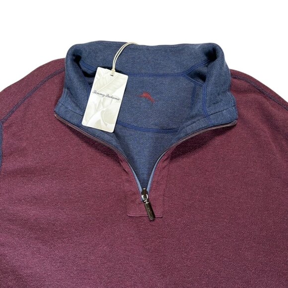 Tommy Bahama Flipshore Zip Reversible Pullover Sweater Size 2XLT Blue Burgundy - Picture 2 of 10